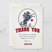 ヴィンテージレッドカウボーイロデオ誕生日 サンキューカード (正面)