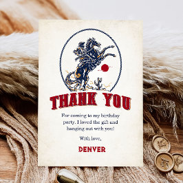 ヴィンテージレッドカウボーイロデオ誕生日 サンキューカード