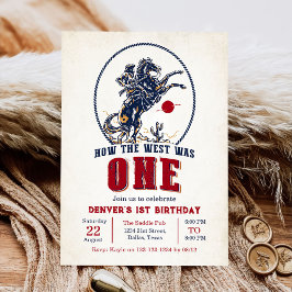 ヴィンテージレッドカウボーイロデオ1st誕生日 招待状