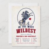 ヴィンテージレッドカウボーイロデオ3歳の誕生日 招待状 (正面)
