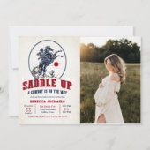 ヴィンテージレッドカウボーイRodeo赤ちゃんシャワー写真 招待状 (正面)