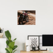 ヴィンテージレッドカフェレーサーのオートバイポスター ポスター (ホームオフィス)