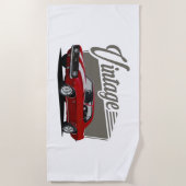 ヴィンテージレッドカマロ ビーチタオル (正面)