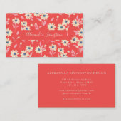 ヴィンテージレッドカントリーファームハウスフローラモダンスモール 名刺 (正面/裏面)