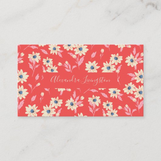 ヴィンテージレッドカントリーファームハウスフローラモダンスモール 名刺 (正面)