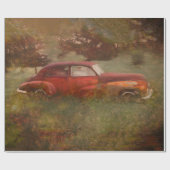 ヴィンテージレッドカーアンティークオールドア素朴ートデコパージュ ラッピングペーパー (フラット)