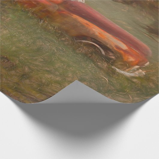 ヴィンテージレッドカーアンティークオールドア素朴ートデコパージュ ラッピングペーパー (角)