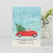 ヴィンテージレッドカークリスマス熱帯暖かい願い シーズンカード (スタンド正面)