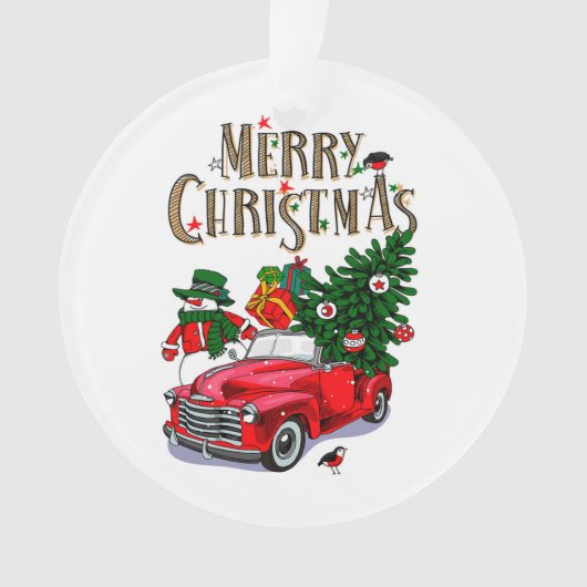 ヴィンテージレッドカークリスマス オーナメント (正面)