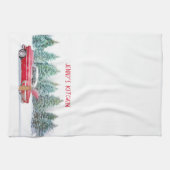 ヴィンテージレッドカークリスマス キッチンタオル (横)