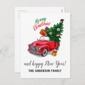 ヴィンテージレッドカークリスマス シーズンポストカード (正面/裏面)