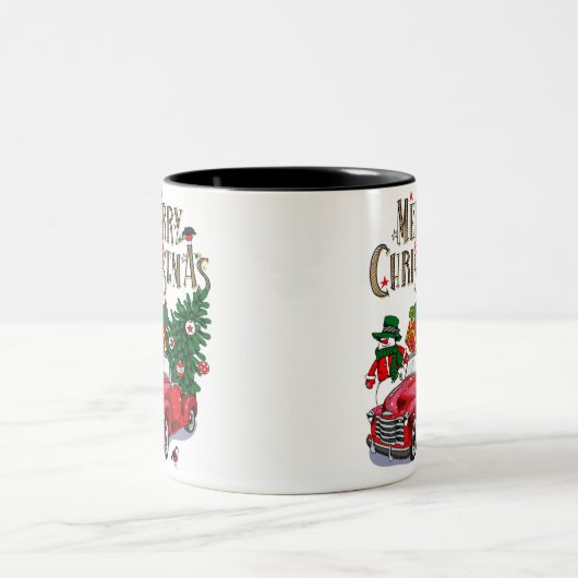 ヴィンテージレッドカークリスマス ツートーンマグカップ (中央)