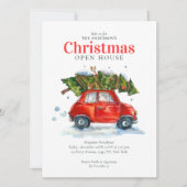 ヴィンテージレッドカーツリー水の色クリスマスパーティー シーズンカード (正面)