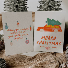 ヴィンテージレッドカートラック抽象芸術クリスマスノンフォト シーズンカード