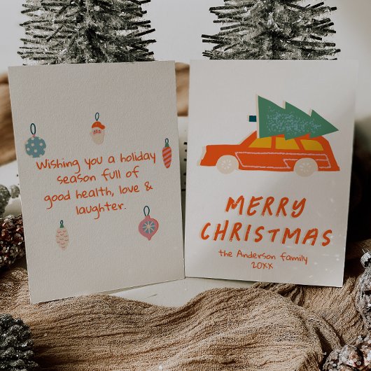 ヴィンテージレッドカートラック抽象芸術クリスマスノンフォト シーズンカード