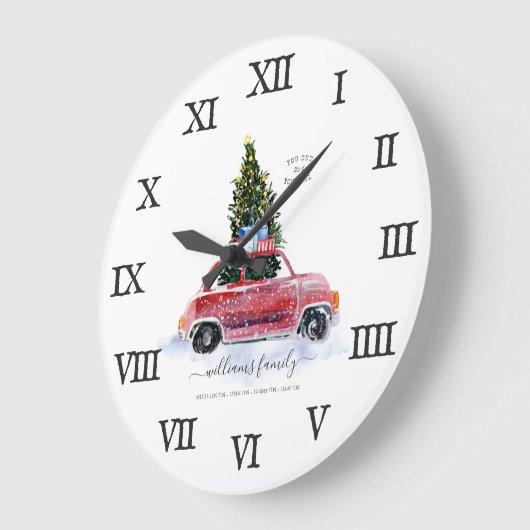 ヴィンテージレッドカーファームハウス |ファミリ名 ラージ壁時計 (傾斜)