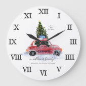 ヴィンテージレッドカーファームハウス |ファミリ名 ラージ壁時計 (正面)