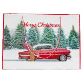 ヴィンテージレッドカー雪そりクリスマス ラージペーパーバッグ (裏面)