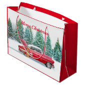 ヴィンテージレッドカー雪そりクリスマス ラージペーパーバッグ (裏面アングル)