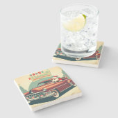 ヴィンテージレッドカー&サンタ ストーンコースター (横)