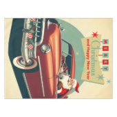 ヴィンテージレッドカー&サンタ テーブルクロス (正面(横))