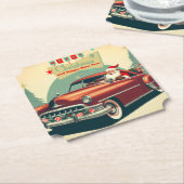 ヴィンテージレッドカー&サンタ ペーパーコースター (アングル)