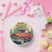 ヴィンテージレッドカー&サンタ ペーパーボウル (パーティー)