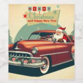 ヴィンテージレッドカー&サンタ ワインラベル (シングルラベル)