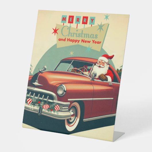 ヴィンテージレッドカー&サンタ 台座サイン (正面)