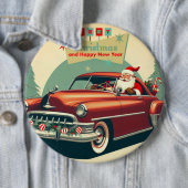 ヴィンテージレッドカー&サンタ 缶バッジ (インサイチュ)