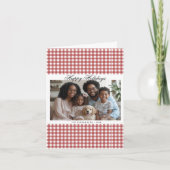 ヴィンテージレッドギンガムホリデーフォト シーズンカード (正面)