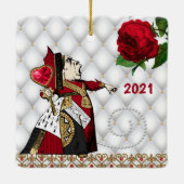 ヴィンテージレッドクイーンバラクリスマス セラミックオーナメント (裏面)