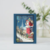 ヴィンテージレッドクリスマスイブサンタギフトデアーズ冬 シーズンポストカード (スタンド正面)