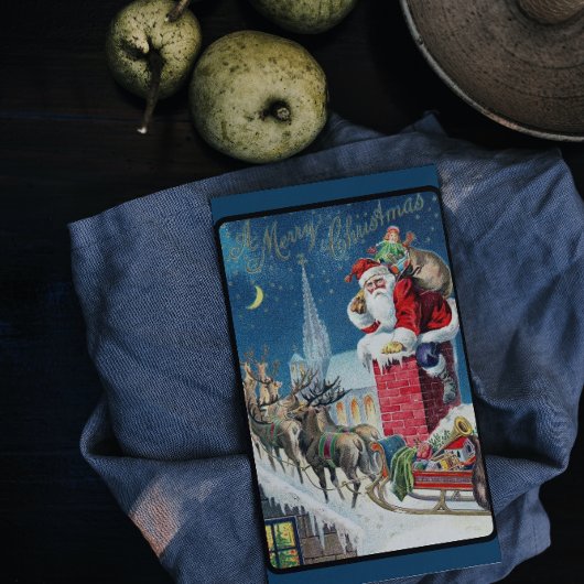 ヴィンテージレッドクリスマスイブサンタギフトデアーズ冬 シーズンポストカード
