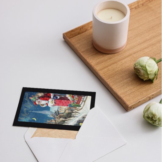 ヴィンテージレッドクリスマスイブサンタギフトデール枠 シーズンカード