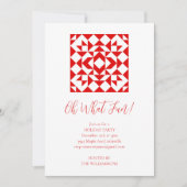 ヴィンテージレッドクリスマスキルトフェスティバルホリデーパーティー 招待状 (正面)