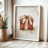 ヴィンテージレッドクリスマスギフト絵を描ボックスのクリスマス ポスター