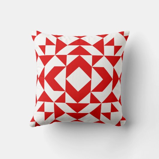 ヴィンテージレッドクリスマスジオメトリックキルトアートデザイン クッション (裏面)