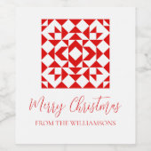 ヴィンテージレッドクリスマスジオメトリックキルトパーソナライズされた ワインラベル (シングルラベル)