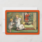 ヴィンテージレッドクリスマスツリーサンタギフトボーイズ冬 シーズンカード (正面)