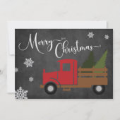 ヴィンテージレッドクリスマスツリートラックグリーティングカード シーズンカード (正面)