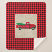 ヴィンテージレッドクリスマスツリートラックシェルパブランケット シェルパブランケット (正面)