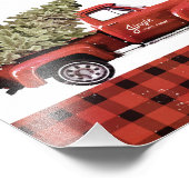 ヴィンテージレッドクリスマスツリーファームトラックウォールアート フォトプリント            (角)