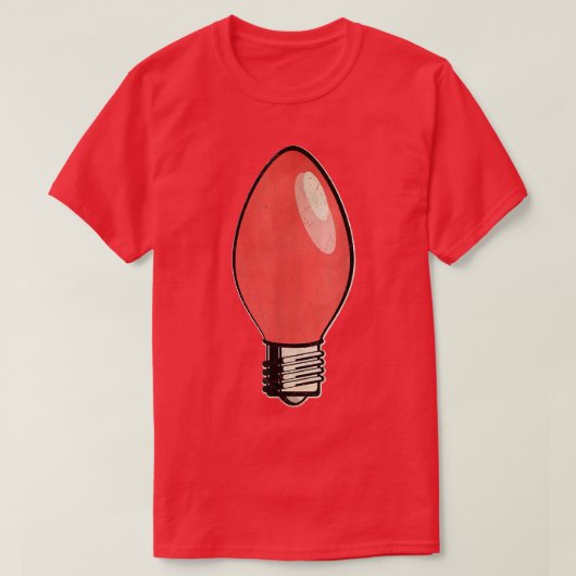 ヴィンテージレッドクリスマスツリー電球 Tシャツ (デザイン正面)