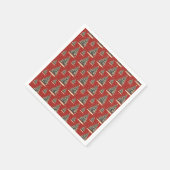 ヴィンテージレッドクリスマスツリー スタンダードカクテルナプキン (角)