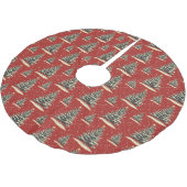 ヴィンテージレッドクリスマスツリー ブラッシュドポリエステルツリースカート (アングル)