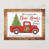 ヴィンテージレッドクリスマストラックの新しいアドレス移動 ポストカード (正面)