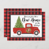 ヴィンテージレッドクリスマストラックの新しいアドレス移動 ポストカード (正面/裏面)