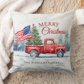 ヴィンテージレッドクリスマストラッククリスマスツリー国旗 クッション (ブランケット)