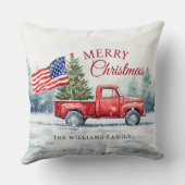 ヴィンテージレッドクリスマストラッククリスマスツリー国旗 クッション (裏面)